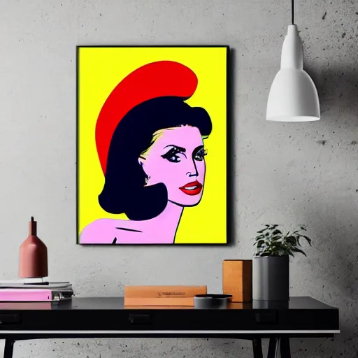 Image similar to pop art poster of a beautiful woman