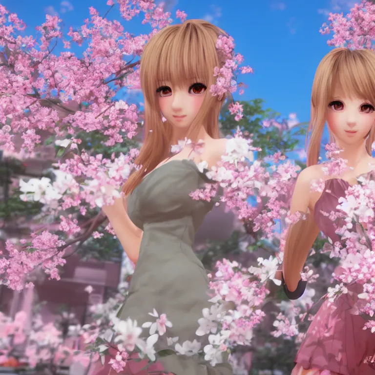 Prompt: Face of a Pretty japanese gyaru with Sakura tree blooming on background, unreal engine