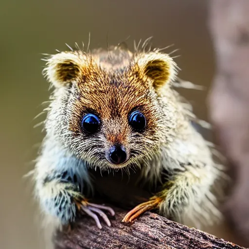 Prompt: happy spider quokka hybrid, bold natural colors, national geographic photography, masterpiece, in - frame, canon eos r 3, f / 1. 4, iso 2 0 0, 1 / 1 6 0 s, 8 k, raw, unedited, symmetrical balance