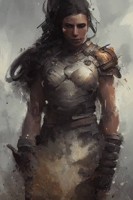 Prompt: portrait of a warrior, ultra sharp, very detailed, high - quality focus by greg rutkowski and wlop