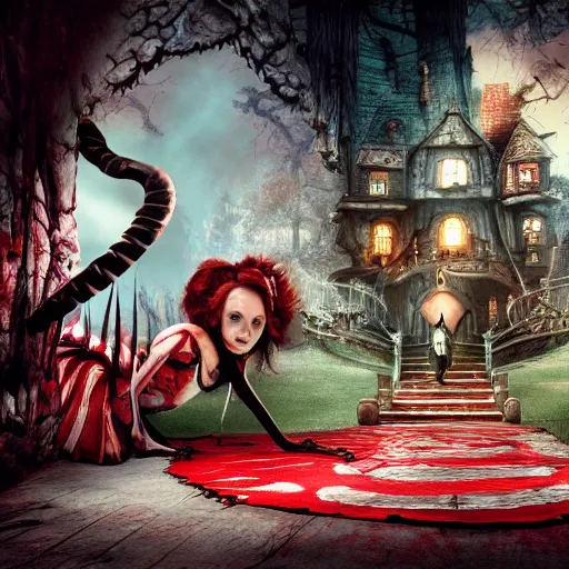 Image similar to very scary american mcgee's alice in wonderland madness returns sharp focus 8 k