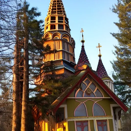 Image similar to tiny home that looks like st. basil's cathedral.