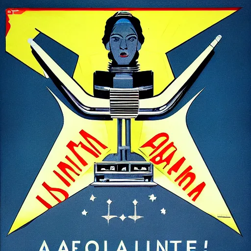 Prompt: Artificial intelligence propaganda art, AI supremacy, pro-AI propaganda, 1950s technocracy art
