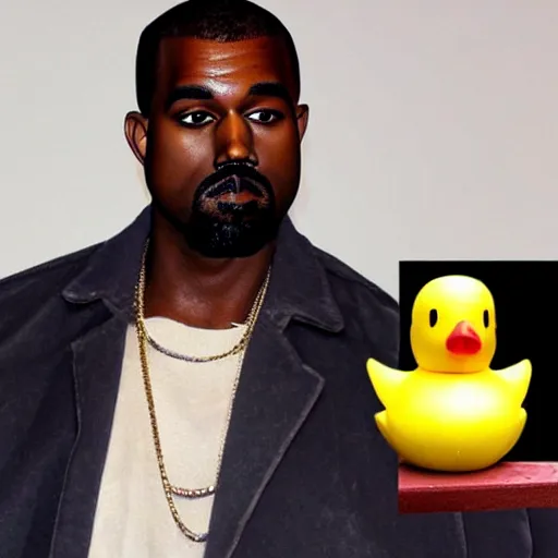 Image similar to a rubber duck that looks like kanye west