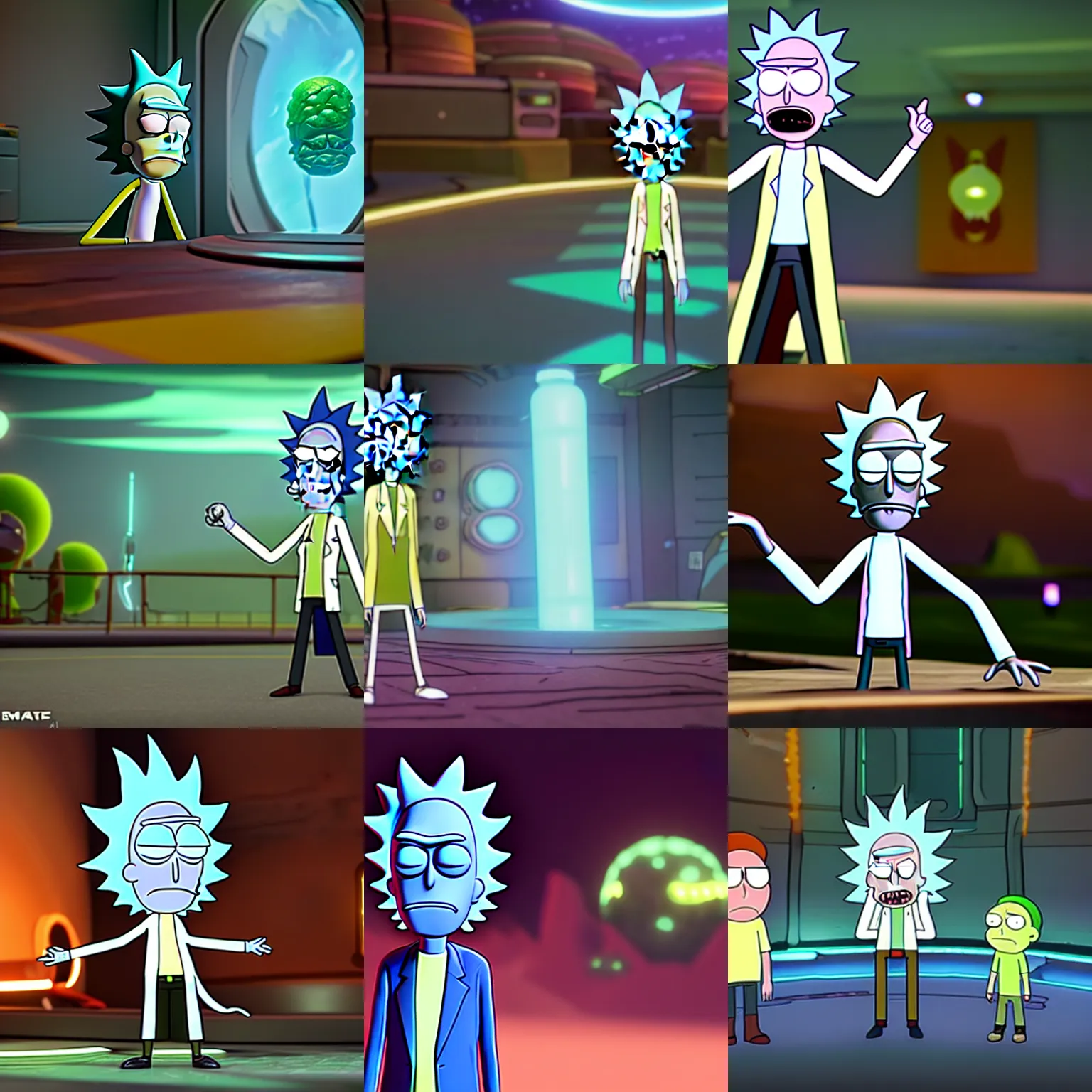 Prompt: rick form rick and morty 3 d render octane unreal engine hd 8 k