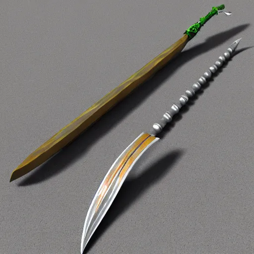 Image similar to Polearm, glaive, 3D render, fantasy weapon