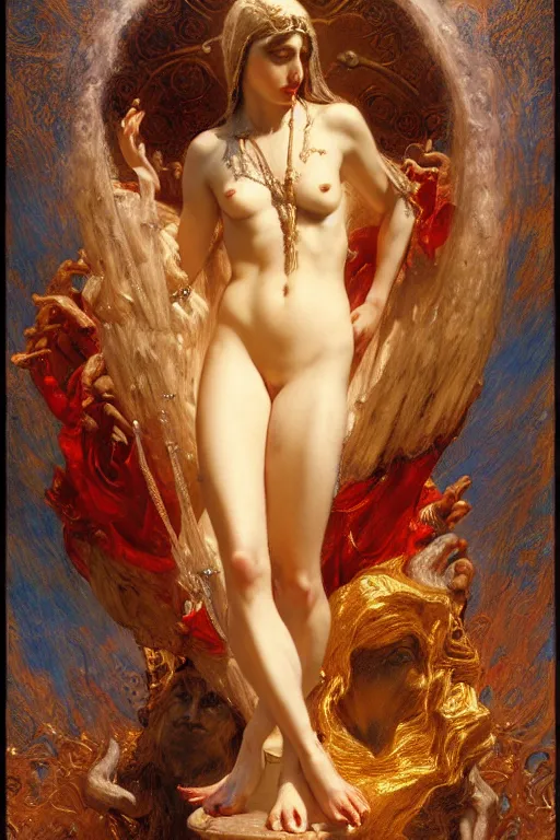 Image similar to the goddess of love from dante's divine comedy. highly detailed painting by gaston bussiere, craig mullins, j. c. leyendecker 8 k