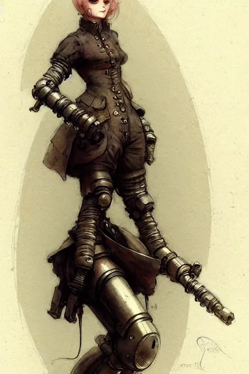 Image similar to (((((2050s servant android robot pirate wench art . muted colors.))))) by Jean-Baptiste Monge !!!!!!!!!!!!!!!!!!!!!!!!!!!