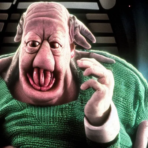 Image similar to vogon from the hitchhiker ’ s guide to the galaxy movie.