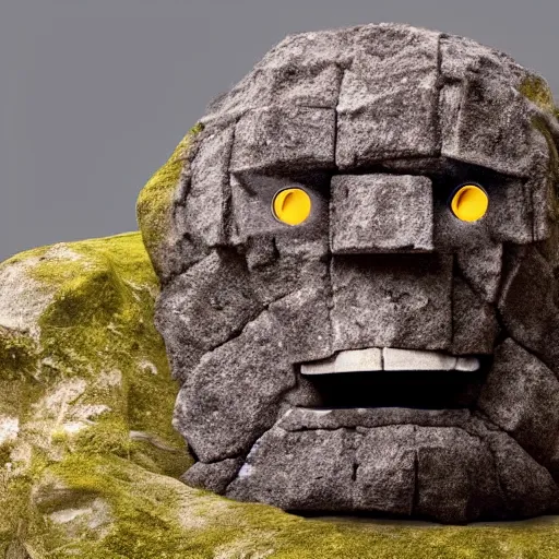 Prompt: rock golem with an angry face