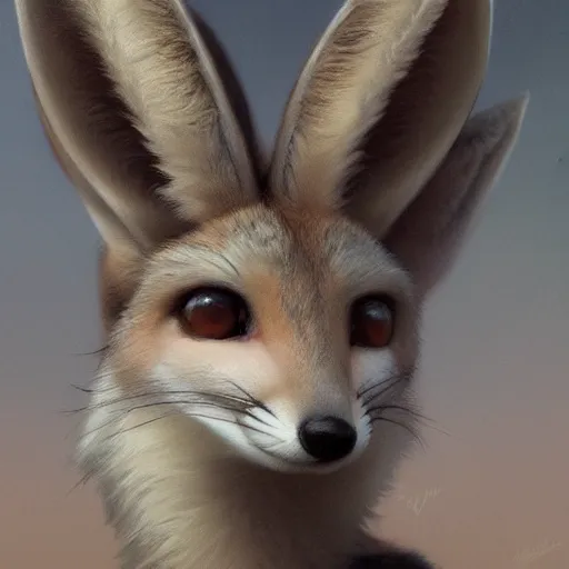 Prompt: matte painting of a fennec with bunny ears, close portrait, super detailed, 8 k hdr, by greg rutkowski, trending on artstation, pastel colors, soft colors, low contrast