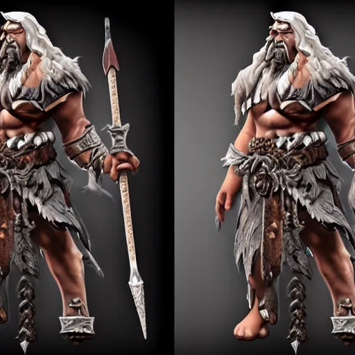 Prompt: highly detailed realistic concept art for high fantasy barbarian, by Blizzard, WETA, disney infinity style