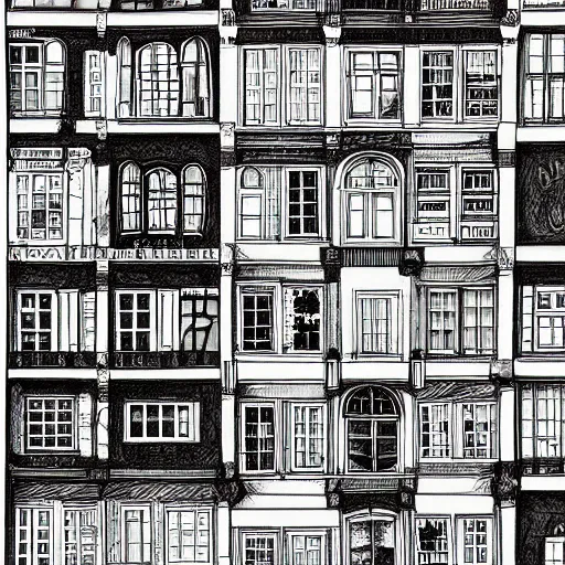 Image similar to a drawing of a house with a lot of windows, a child's drawing by mattias adolfsson, behance contest winner, hypermodernism, photoillustration, 1 9 9 0 s, concept art