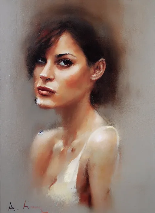 Prompt: a portrait of a pretty young lady by andre kohn