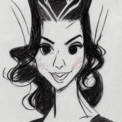 Image similar to milt kahl sketch of victoria justice with tendrils hair style as princess padme from star wars episode 3