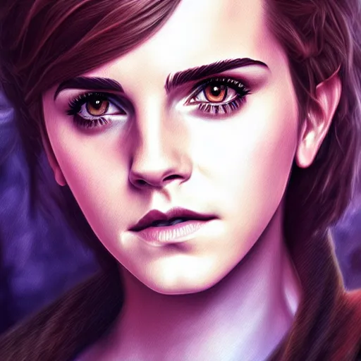 Image similar to Portrait emma watson, D&D, fantasy, intricate, highly detailed, digital painting, trending on artstation, sharp focus, illustration, style of Stanley Artgerm