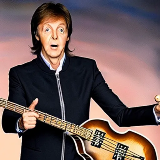 Image similar to Paul McCartney playing fortnite