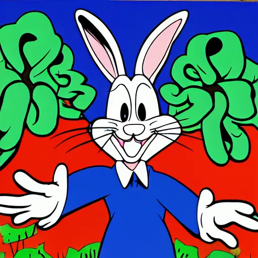 Image similar to bugs bunny, corporate memphis art style