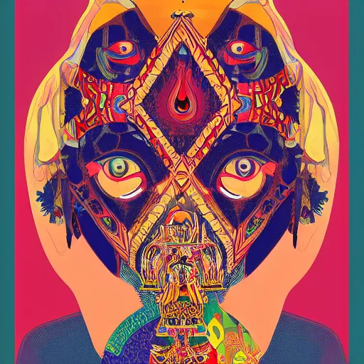 Image similar to album cover design design depicting vishnu, by jonathan zawada, pi - slices, and tristan eaton, digital art