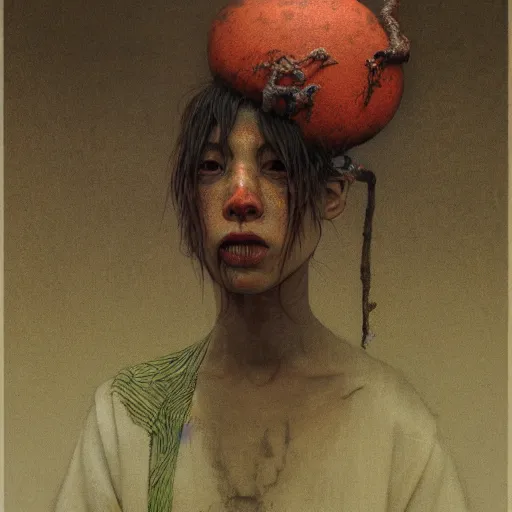 Image similar to by waterhouse, by beksinski, high quality, picture portrait of a modern yokai, haunting, photorealism, hyper - realism, octane render, highly detailed, 8 k,