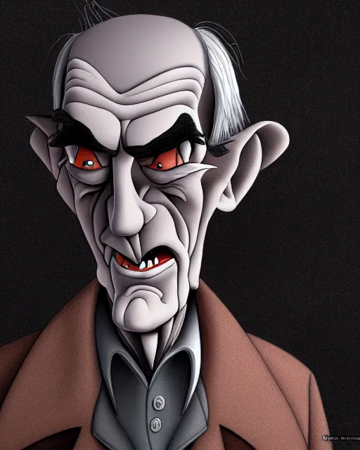 Image similar to sinister old man character portrait, by don bluth, highly detailed, dynamic shadows, 4 k, wallpaper - 1 0 2 4