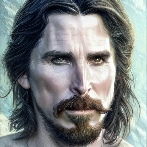 Prompt: Christian Bale as a Fantasy D&D character, clean shaved, portrait art by Donato Giancola and James Gurney, digital art, trending on artstation
