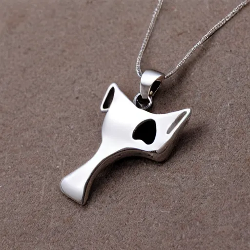 Image similar to sleeping cat shaped silver necklace, realistic