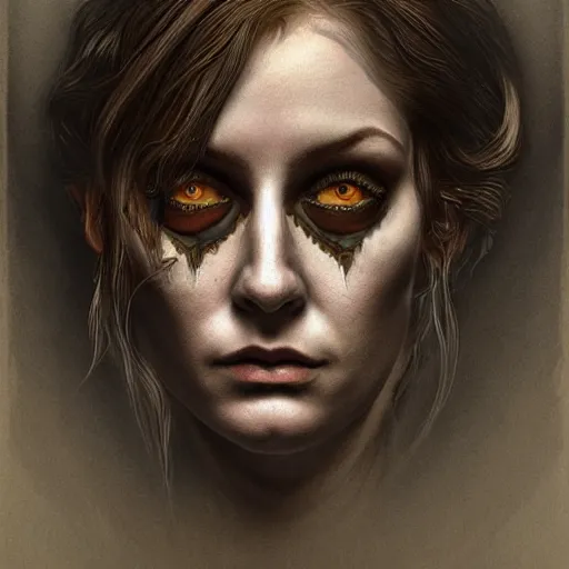 Image similar to hyperrealistic detailed crerpy artnouveau style scary portraits of layers of fear