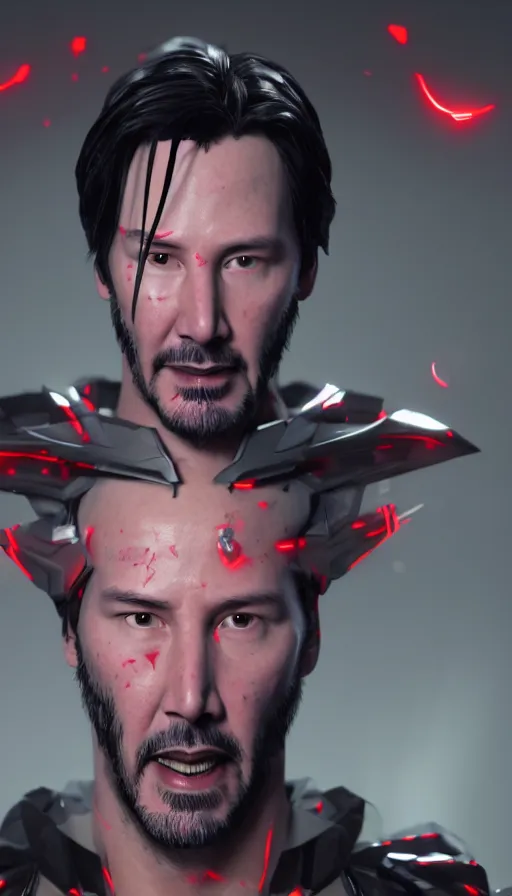 Image similar to :a portrait of KEANU REEVES as Batman Beyond+UNREAL ENGINE 5+4K UHD IMAGE+Stunning LIGHTING+Stunning SHADERS+SUBSTANCE PAINTER