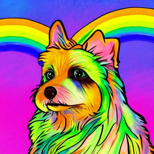 Image similar to portrait friendly cute happy stylish realistic rainbow pet. background in the style of art nouveau. lively. colorful. hd.