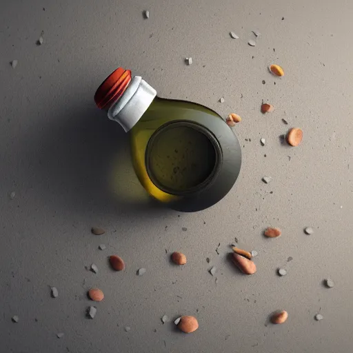 Image similar to a round bottle on a table, natural lighting, ultra realistic, concept art, intricate details, highly detailed, photorealistic, octane render, 8 k, unreal engine