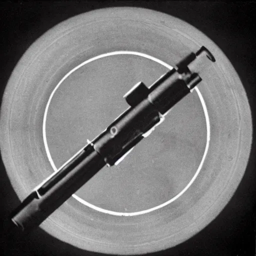 Image similar to electron microscope image of an atom shooting a gun