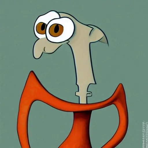 Image similar to squidward by pixar style, cute, illustration, digital art, concept art, most winning awards