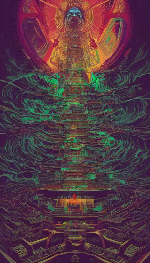 Image similar to The oracle of the mayan elders, italian futurism, Dan Mumford, Josan Gonzalez