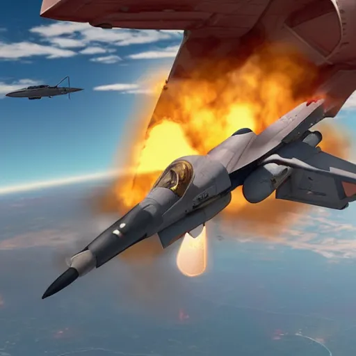 Prompt: a dwarf in a fighter jet firing a sidewinder missile at a dragon, realistic, action, high quality