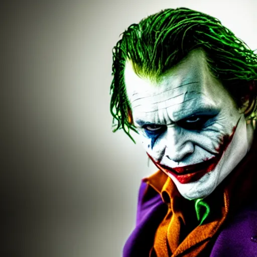 Image similar to stunning awe inspiring johnny depp as the joker movie still 8 k hdr atmospheric lighting