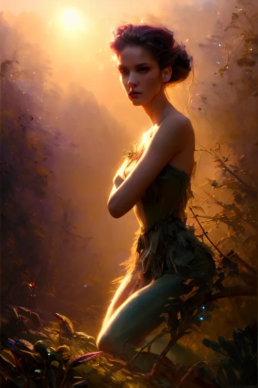 Image similar to cinematic shot of an epic portrait of a fairy dressed in military clothes, shiny skin, beautiful eyes, beautiful, small details, night setting, realistic poster with volumetric light from craig mallism, artgerm, jeremy lipkin and michael garmash, unreal engine, radiant light, detailed and complex environment, digital art, trends at art station, a masterpiece