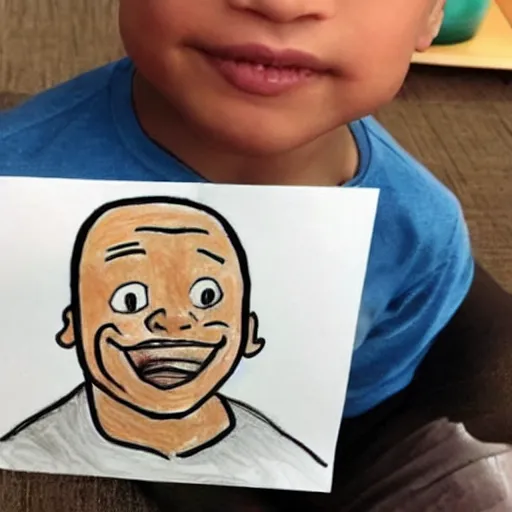 Prompt: little kid drawing of Dwayne Johnson