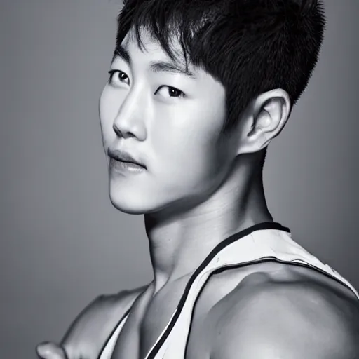Image similar to song joong - ki portrait, young handsome asian male diver, muscle, studio photo
