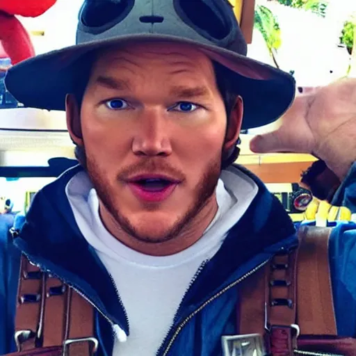 Image similar to chris pratt cosplays as mario