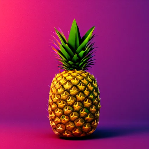 Image similar to 3 d render of a hovering pink pineapple against a pink backdrop with slight sadow underneath ophotorealistic, 4 k, cgsociety, blender, unreal engine 5, sharp details, 3 0 0 dpi