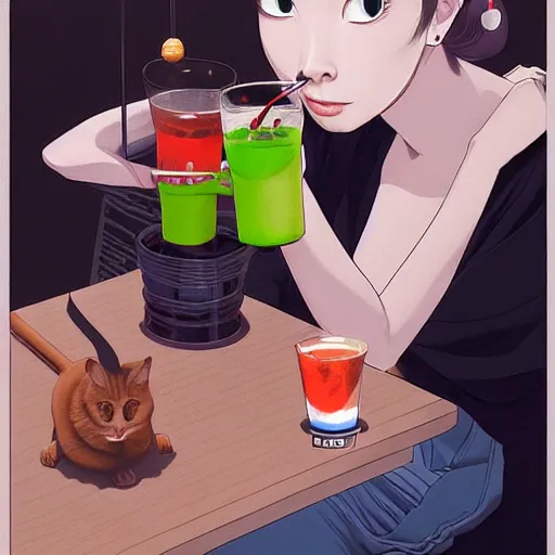 Prompt: cat only drinking boba bubble tea, super detailed and intricate, elegant, hyper realistic, by sam yang, by yoshiyuki tomino, by ralph mcquarrie, by ilya kuvshinov