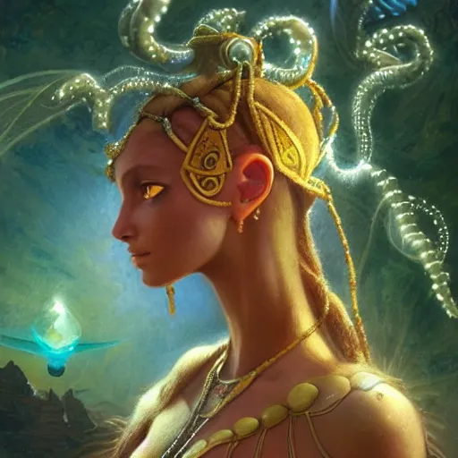 Image similar to A beautiful Navi Princes from Avatar Movie, fullbody, intricate, alien ocean, highly detailed, artstation, CG Society, concept art, smooth, sharp focus, HDR, insanely colourful, colour variation, illustration, art by greg rutkowski and orientalism and bouguereau and Zdzislaw Beksinski, good clear quality, lighting, warm lighting, solarpunk, biology, symmetrical artwork, perfect face, 135 mm, cinematic, hyper realism, high detail, octane render, 8k, chrome accents