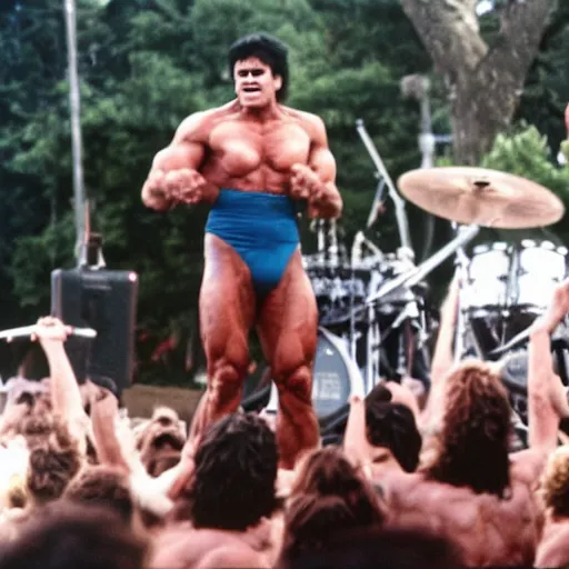 Image similar to hulk performing at woodstock