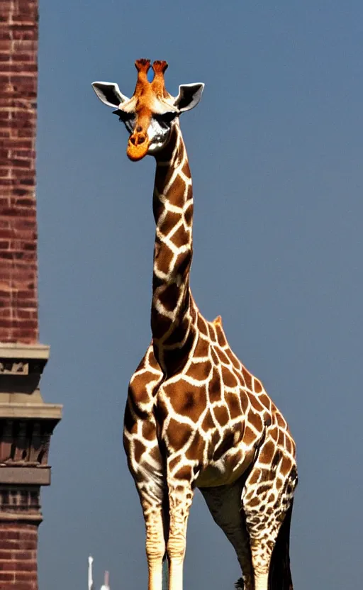 Prompt: A giraffe as a Statue of liberty