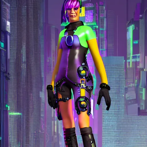 Prompt: The newest low polly cyberpunk character model