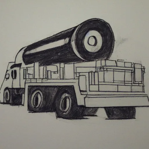 Prompt: a transport-erector-launcher drawn in crayon