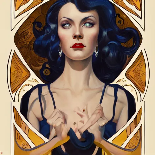 Prompt: an art nouveau, ( streamline moderne ), multi - ethnic and multi - racial portrait in the style of charlie bowater, and donato giancola, and charles dulac. very large, clear, expressive and intelligent eyes. symmetrical, centered, ultrasharp focus, cinematic lighting, photorealistic digital painting, intricate ultra detailed background.