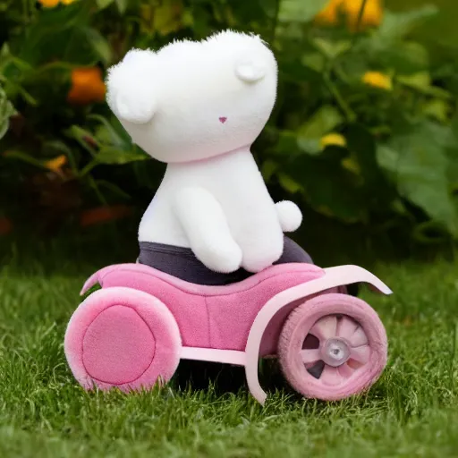 Prompt: a very soft persian pink plush john deere with pluche