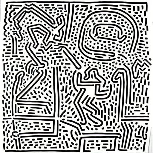 Prompt: origin of the universe painted by keith haring